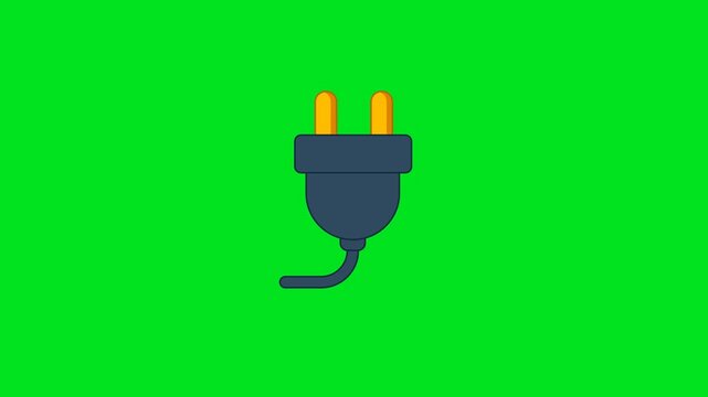 Electric Plug Power Icon Animation with Green Background. Full HD. 4K