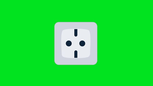 Power Outlet Electrical Socket Icon Animation with Green Background. Full HD. 4K