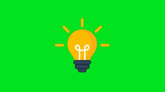 Light Bulb Electric Lighting Icon Animation with Green Background. Full HD. 4K