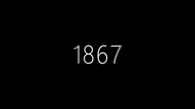 Time travel, white numbers counting down to the past. Time machine. 4k video for your project. Historical Vintage Timeline Zoom In from 2027 to 1830s Journey Through Centuries Countdown timeline .