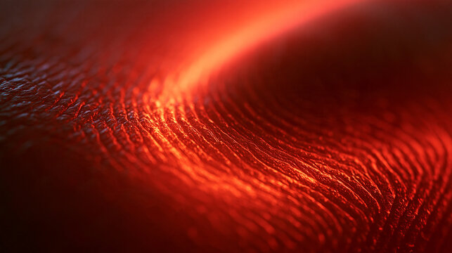 Extreme Close-Up of Fingerprint with Red Light