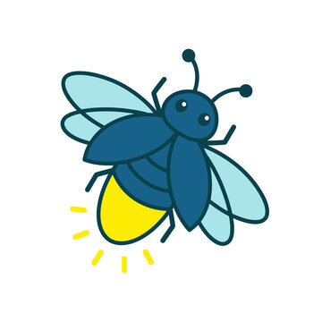 Cute firefly vector illustration isolated on white background