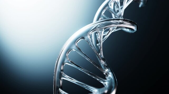 Glass DNA Double Helix Rotating Loop Genomics and Biotech Concept