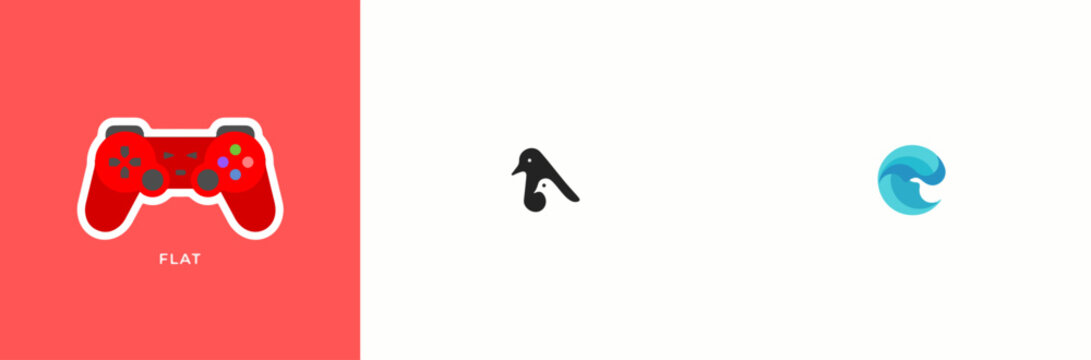 Modern flat design game controller with Angular and Edge logos
