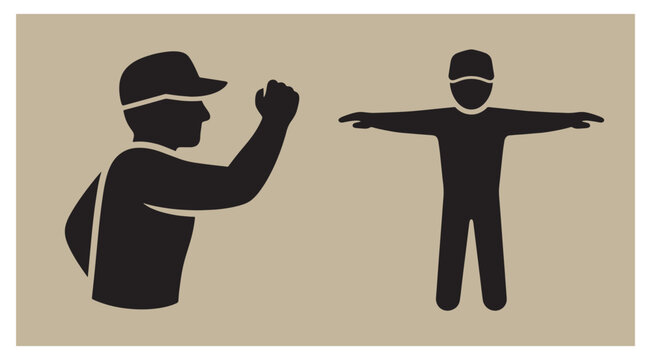 Worker silhouette raising a fist and standing in t pose graphic illustration with t pose construction worker manual laborer industrial worker