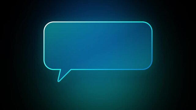 Blue neon speech bubbles glowing on dark background