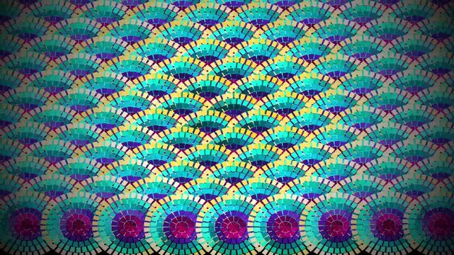 Colorful mosaic fan pattern animation background