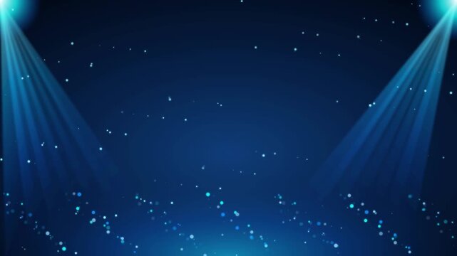 Blue Spotlight Stage with Glowing Particles Loop Background