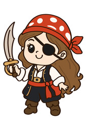 Fototapeta premium cartoon pirate girl