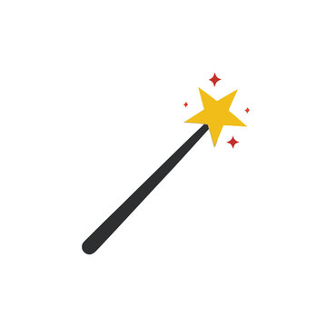 Magic wand with star and sparkles