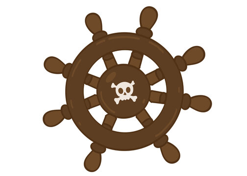 Ship's wheel on a white background