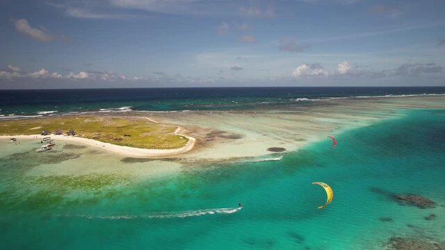 Aerial view of Los Roques archipelago in Venezuela.
