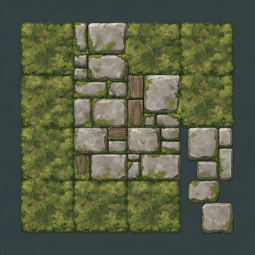 Explore a Serene Landscape Pathway Made of Stones and Grass, Perfect for Natural Settings and Outdoor Adventures, Offering an Idyllic and Tranquil Atmosphere.