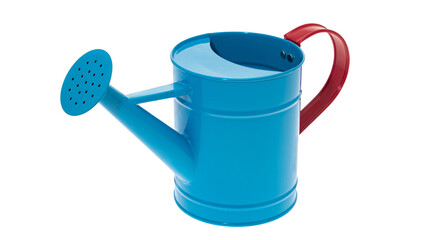 blue watering can, red handle, watering pot, garden tool, metal watering can, watering container, blue watering can PNG, PNG © Ali 