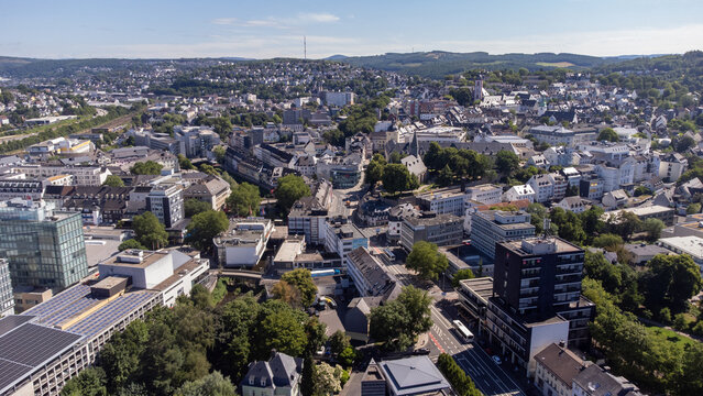Aerial View of Siegen City in North Rhine Westphalia