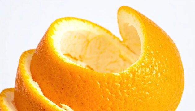 Close up of fresh orange peel spiral.