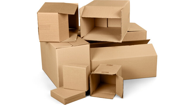 cardboard boxes, open cardboard box, cardboard box PNG, stack of boxes, brown boxes, shipping boxes, PNG