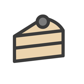 Layered cake slice icon with cherry