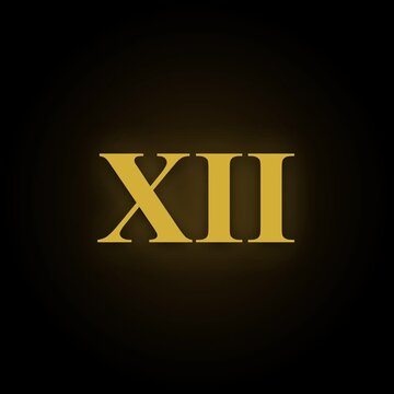 Golden Roman numeral XII on a dark gradient background