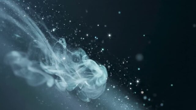 Close-Up Healthcare Concept with Soft Cyan Vapor and Floating Micro Sparkles