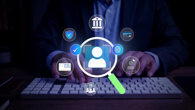 Digital Identity Verification and KYC Concept with Biometric Security, User Authentication and Financial Compliance
