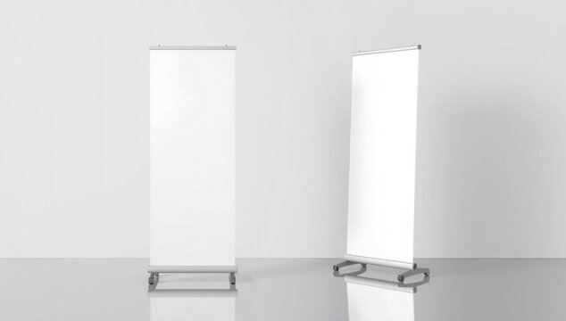 Two blank standing banners