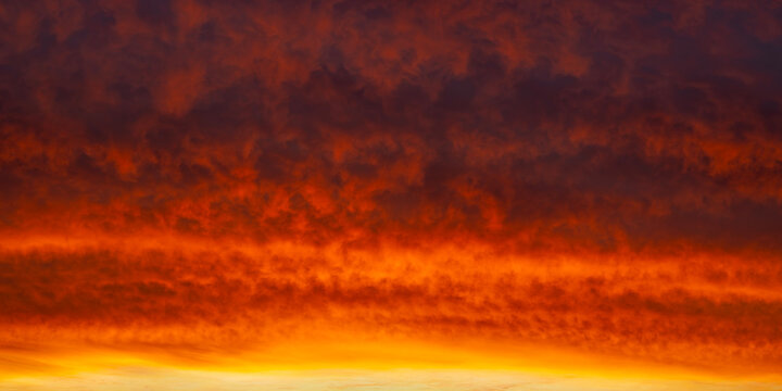 Panoramic Super Vibrant Sky Only Desert Sunrise Cloudscape In AZ