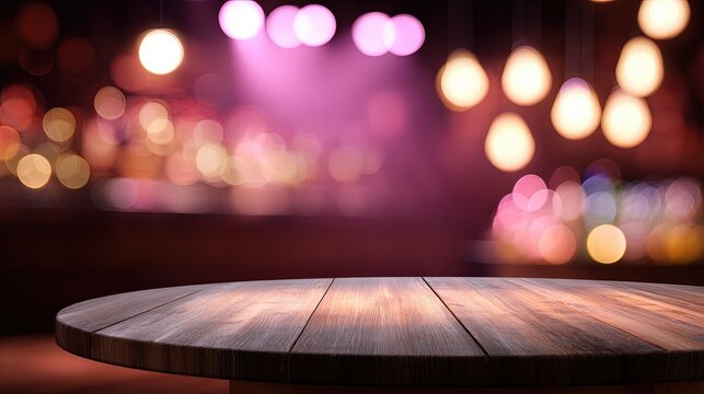 dancing bar background with a table in the foreground with plenty of copy space, perfect for editing with your product 