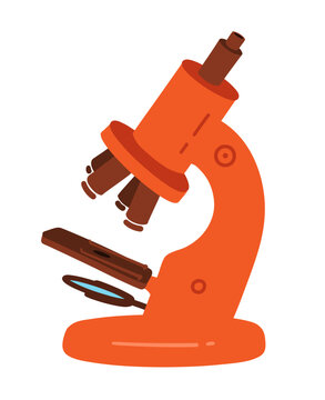 Vector illustration of a microscope. Flat isolated science icon for laboratory research, biology and education.