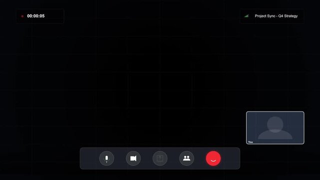 Video conference interface mockup on dark background for remote work