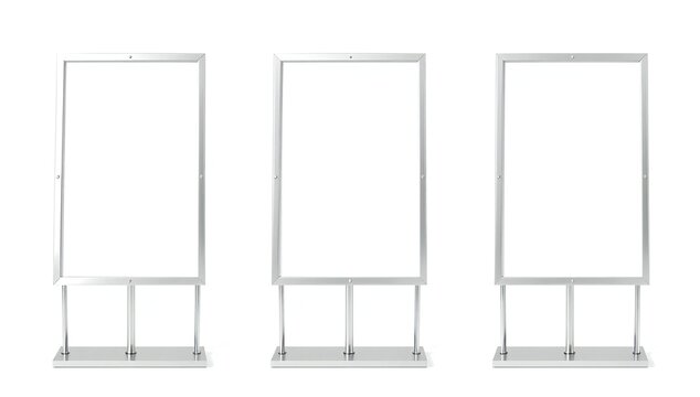 Three empty display boards