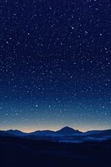 Fototapeta premium Starry night sky over silhouetted mountains and hills