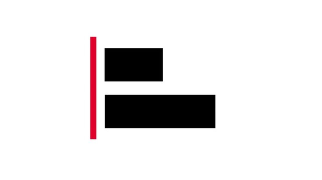 Horizontal bar chart icon with a vertical red line marking the baseline used for comparing simple business data visualization elements neatly today