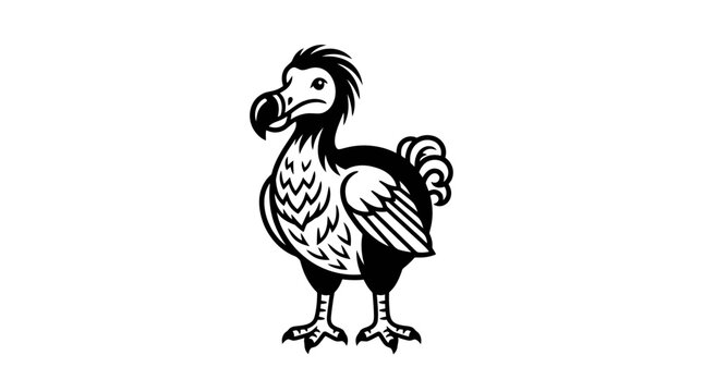 Stylized Black and White Dodo Bird Illustration