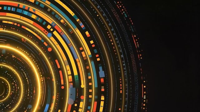 Futuristic infographic background with dynamic geometric elements, subtle data concepts and large empty space for advertising messages. Generative AI Illustration.