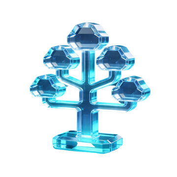 3D Glass Decision Tree Data Hierarchy Icon