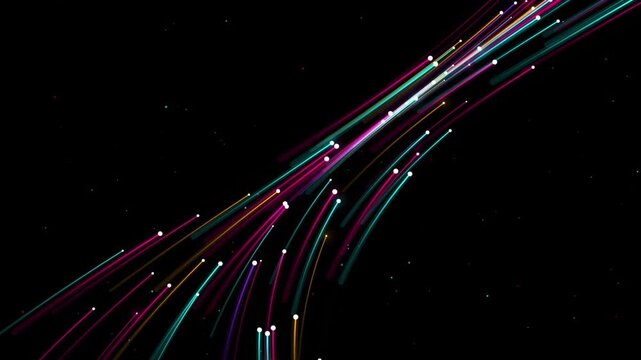 Abstract Hyper-Speed Neon Fiber Optic Trails Seamless Loop with Dynamic Light Streaks