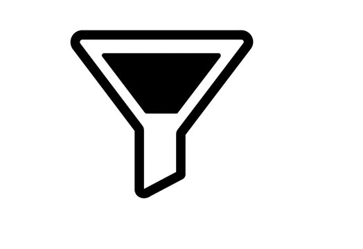 Black outline filter funnel icon transparent background