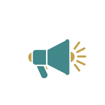 Teal and gold megaphone icon