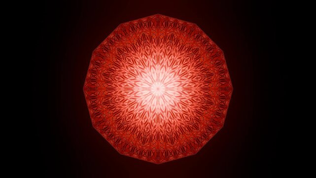 Seamless loop of vibrant glowing mandala visual transparent background for DJ, VJ, stage performance, or meditation. 4K footage.