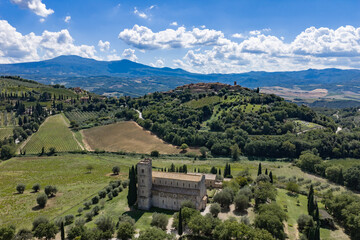 Obraz premium Abbazia Sant Antimo, toscana, senese, panorama
