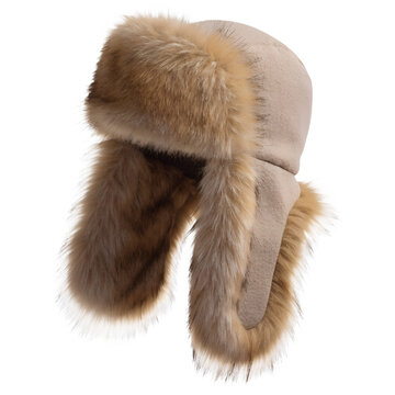 Cozy Beige Winter Trapper Hat with Soft Faux Fur Ear Flaps
