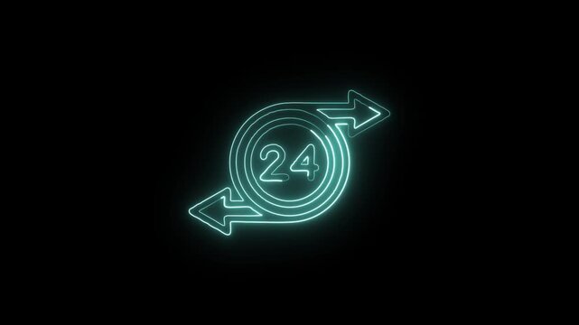 Circular Time Indicator Icon Animation with Glowing Lines on Black Background