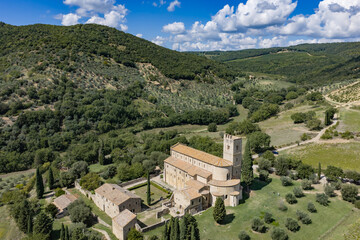 Obraz premium Abbazia Sant Antimo, toscana, senese, panorama
