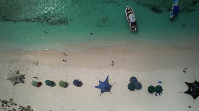 Aerial view of Los Roques archipelago beach in Venezuela.