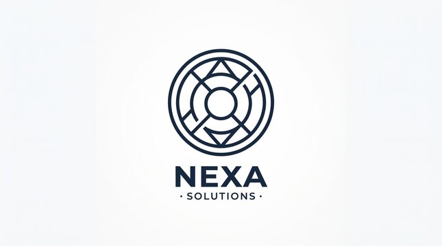 Minimalist Corporate Logo Design for Nexa Solutions Featuring a Geometric Circular Abstract Icon Isolated on White Background