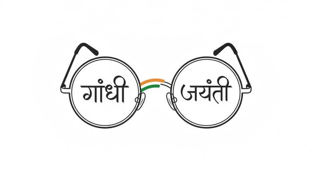 Gandhi Jayanti Graphic with Tricolor Glasses and Hindi Text
