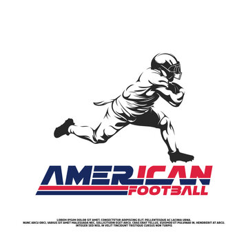 American Football Player Silhouette Vector Illustration, Athletic Sports Logo Design. Perfect for team logo, athletic t-shirt print design, tournament poster, championship badge, emblem