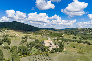 Obraz premium Abbazia Sant Antimo, toscana, senese, panorama