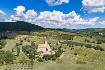 Obraz premium Abbazia Sant Antimo, toscana, senese, panorama